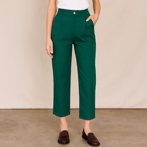 Big Bud Press Trousers Women’s Petite Small Green High Rise Relaxed Leg Retro - Picture 1 of 13